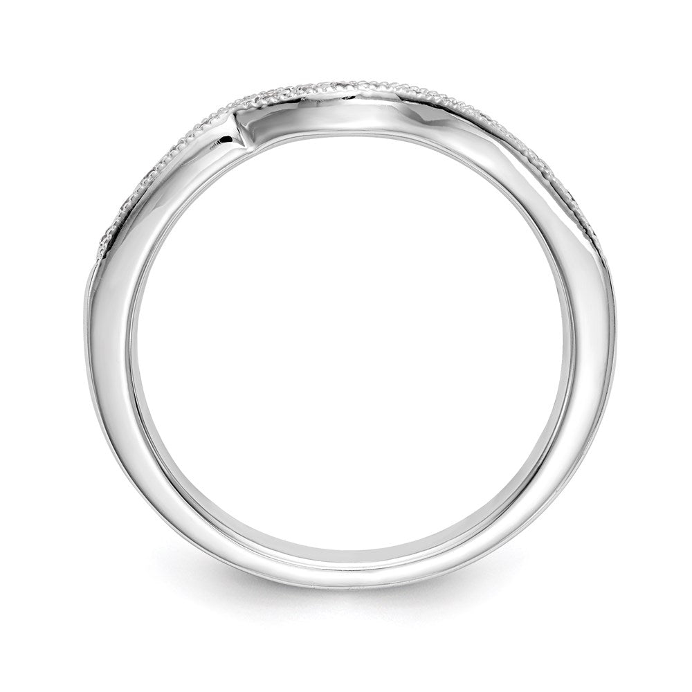 14K White Gold Real Diamond Contoured Wedding Band