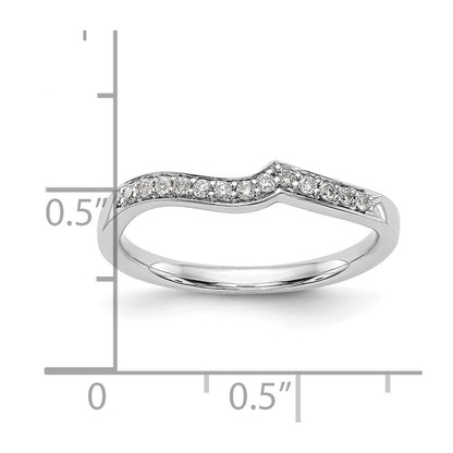 0.13ct. CZ Solid Real 14K White Gold Contoured Wedding Wedding Band Ring