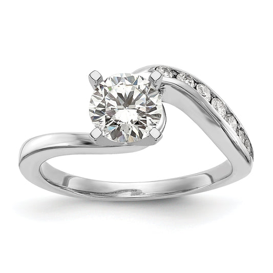 0.15ct. CZ Solid Real 14K White Gold Peg Set Engagement Ring