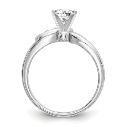 0.06ct. CZ Solid Real 14k White Gold Peg Set By-Pass Engagement Ring