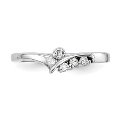 0.06ct. CZ Solid Real 14k White Gold Peg Set By-Pass Engagement Ring