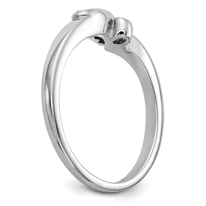 0.06ct. CZ Solid Real 14k White Gold Peg Set By-Pass Engagement Ring