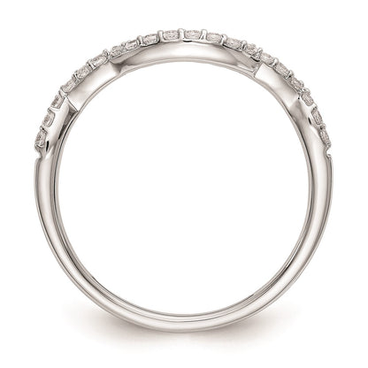 14K White Gold Real Diamond Contoured Wedding Band