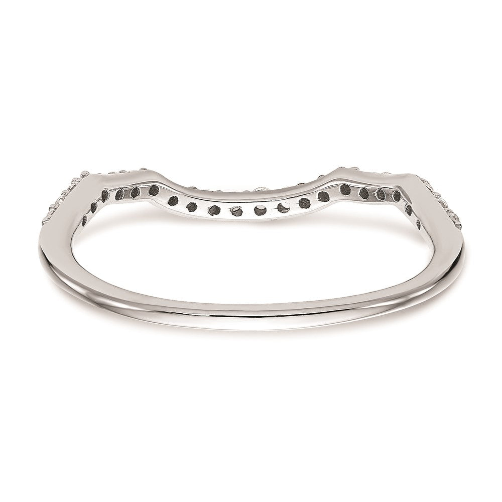 14K White Gold Real Diamond Contoured Wedding Band