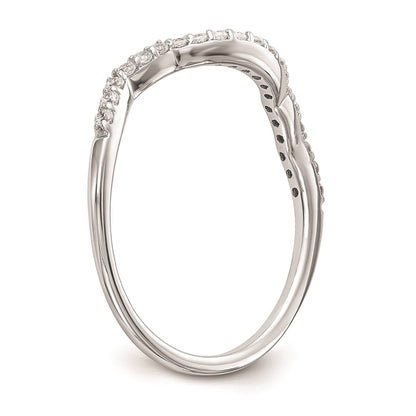 14K White Gold Real Diamond Contoured Wedding Band