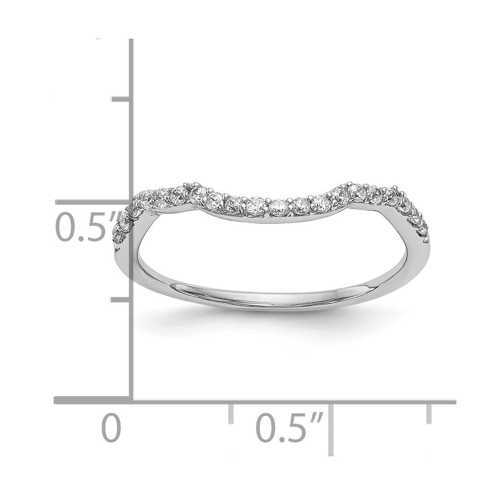 14K White Gold Real Diamond Contoured Wedding Band