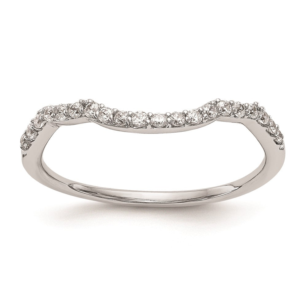14K White Gold Real Diamond Contoured Wedding Band