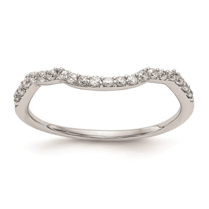 14K White Gold Real Diamond Contoured Wedding Band