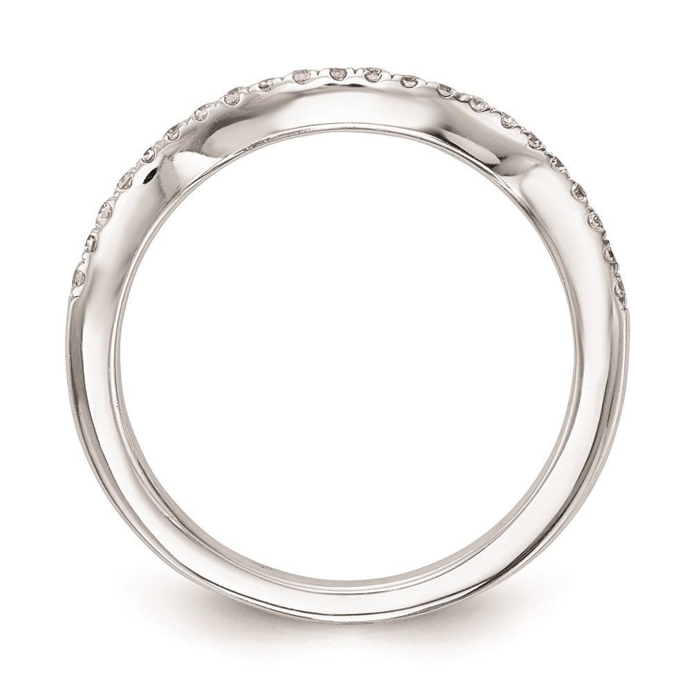 14K White Gold Real Diamond Contoured Wedding Band