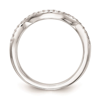 14K White Gold Real Diamond Contoured Wedding Band