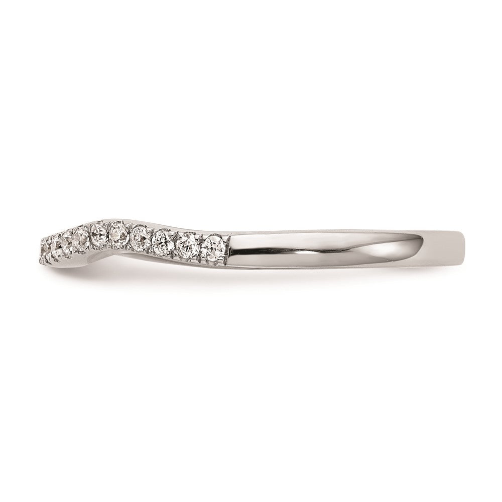 14K White Gold Real Diamond Contoured Wedding Band