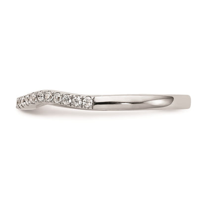 14K White Gold Real Diamond Contoured Wedding Band