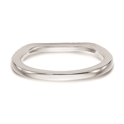 14K White Gold Real Diamond Contoured Wedding Band