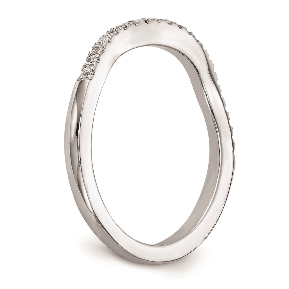 14K White Gold Real Diamond Contoured Wedding Band