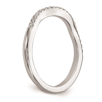 14K White Gold Real Diamond Contoured Wedding Band