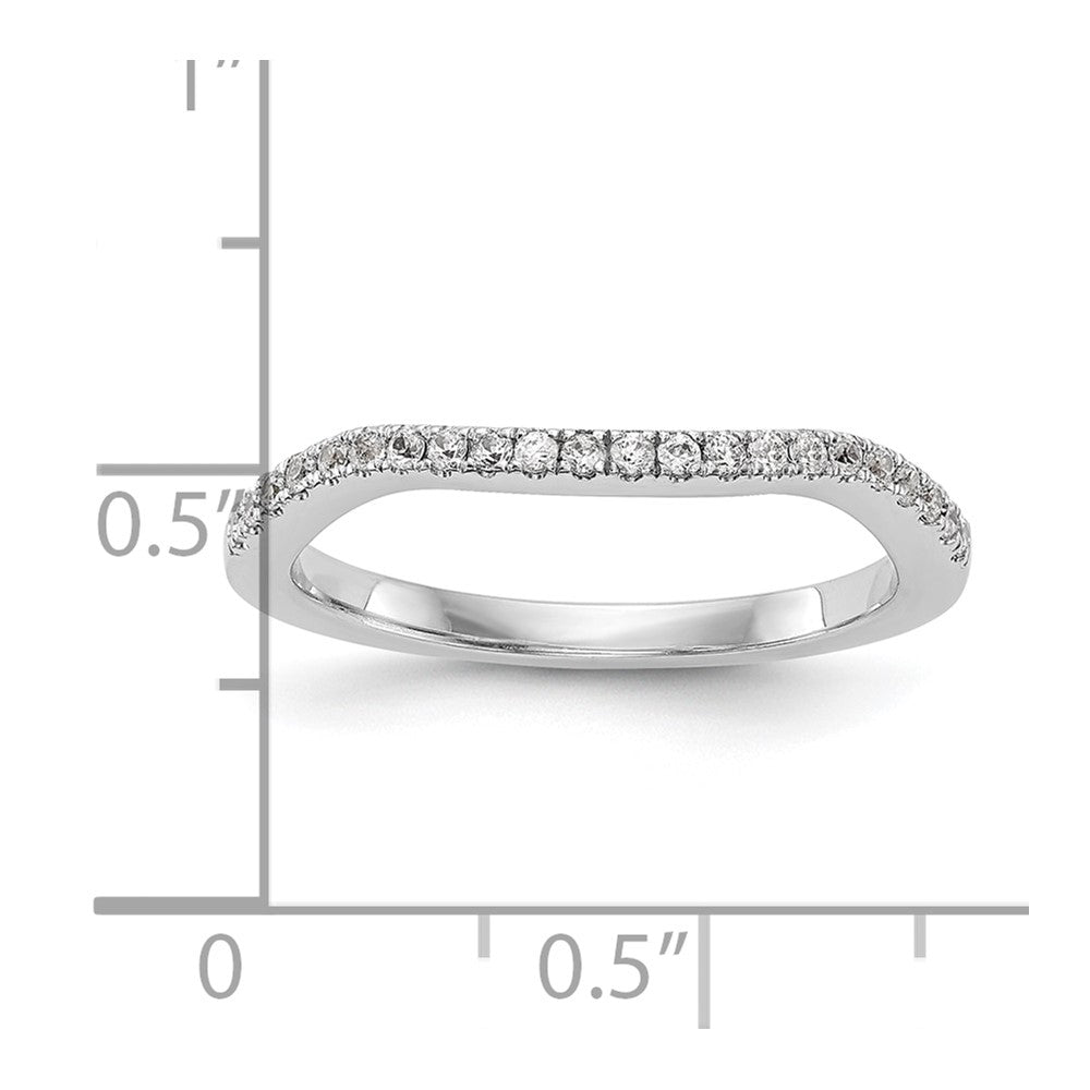 14K White Gold Real Diamond Contoured Wedding Band