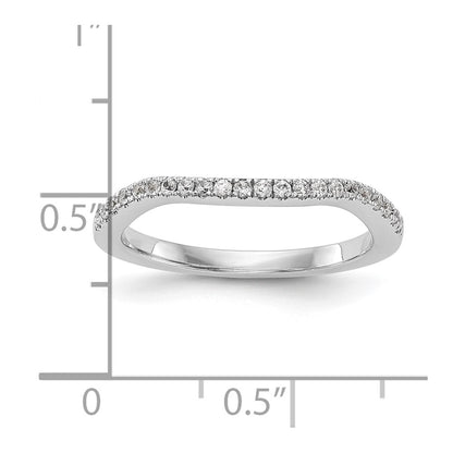 14K White Gold Real Diamond Contoured Wedding Band