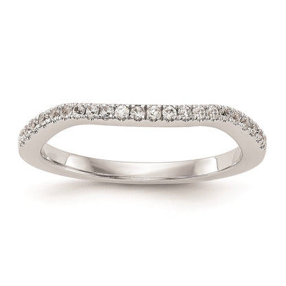 14K White Gold Real Diamond Contoured Wedding Band