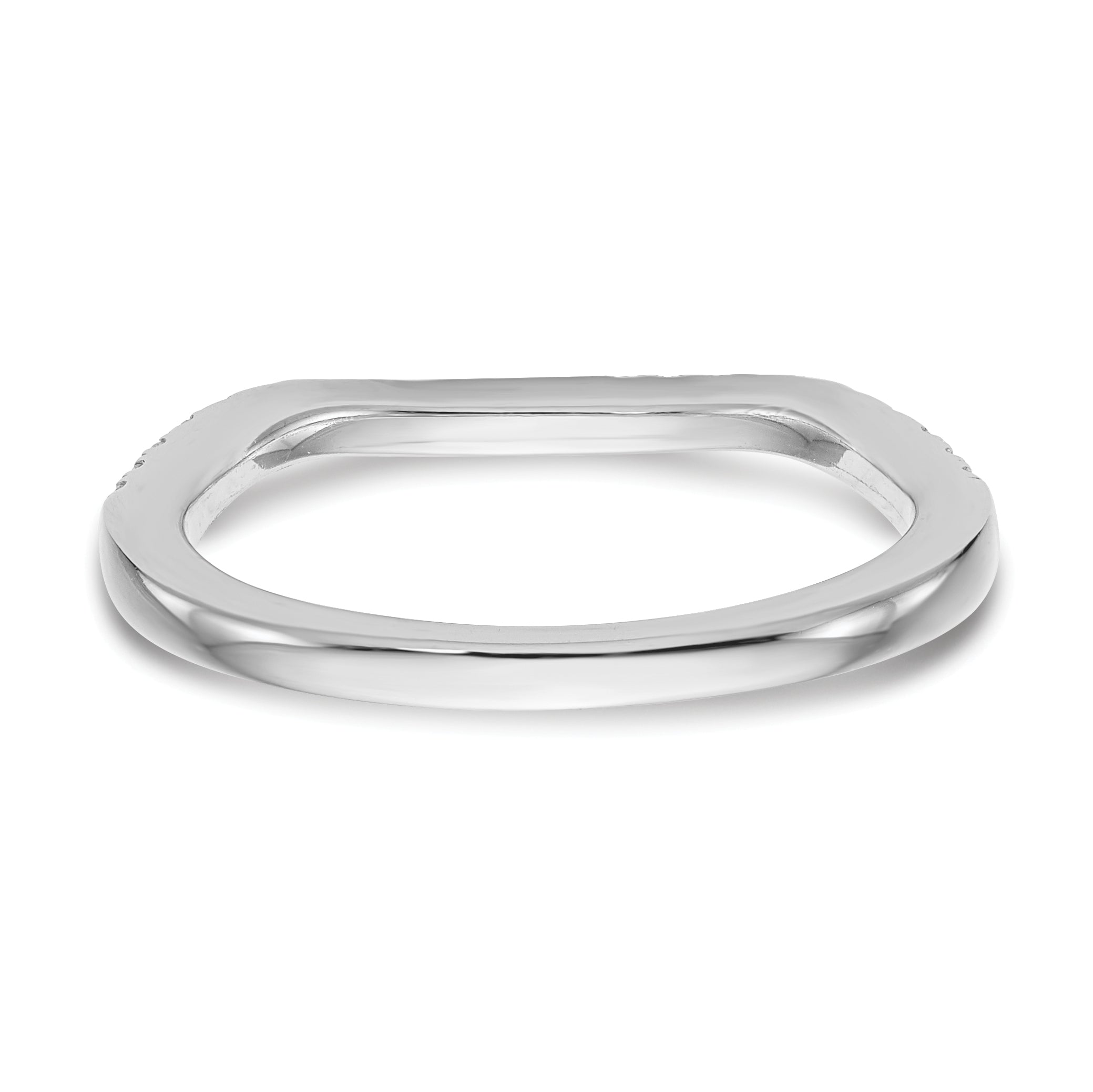 0.17ct. CZ Solid Real 14K White Gold Contoured Wedding Wedding Band Ring