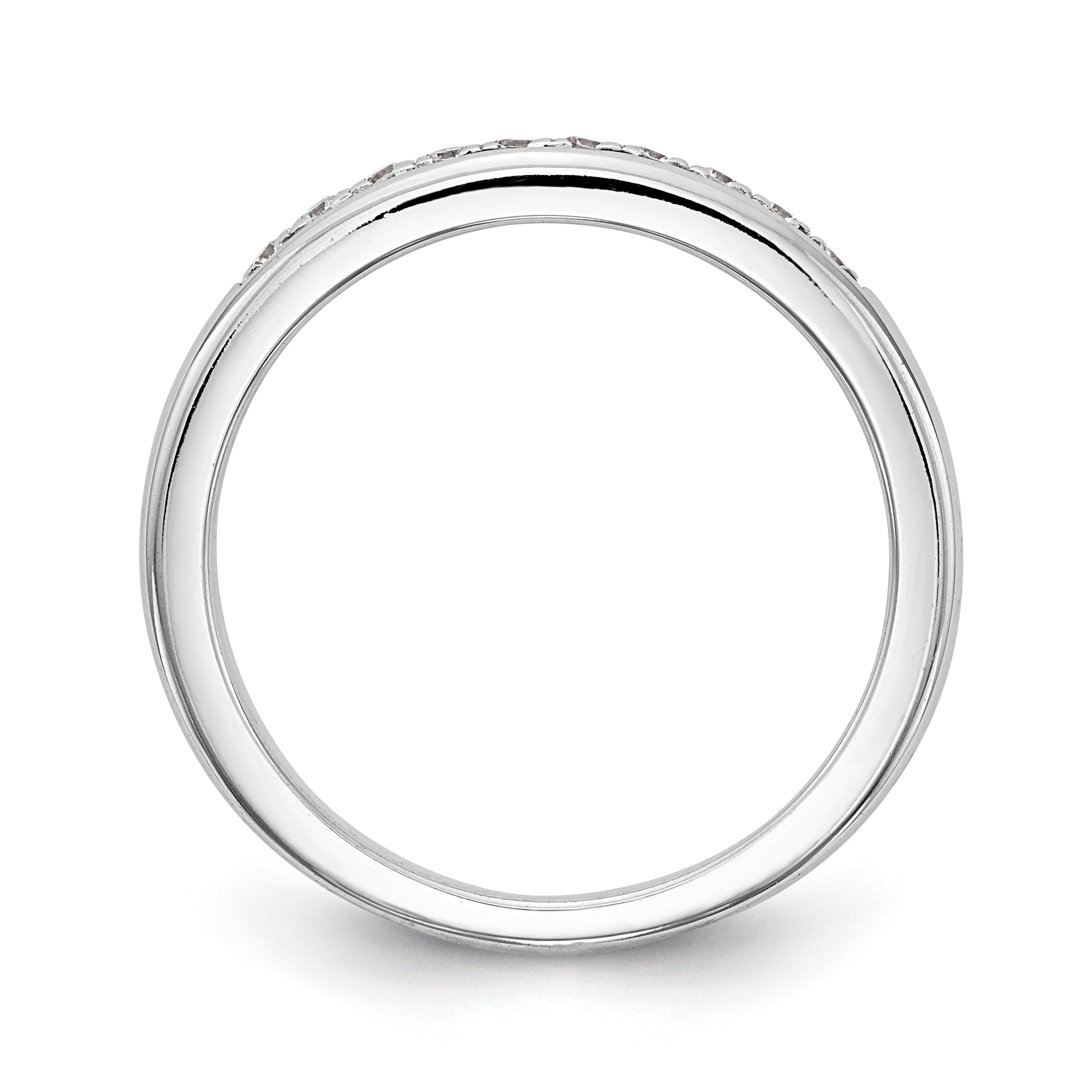 0.06ct. CZ Solid Real 14k White Gold Wedding Wedding Band Ring
