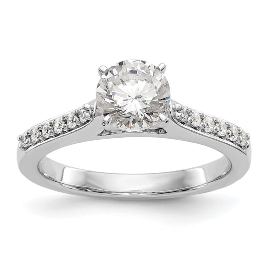 0.17ct. CZ Solid Real 14K White Gold Peg Set Engagement Ring