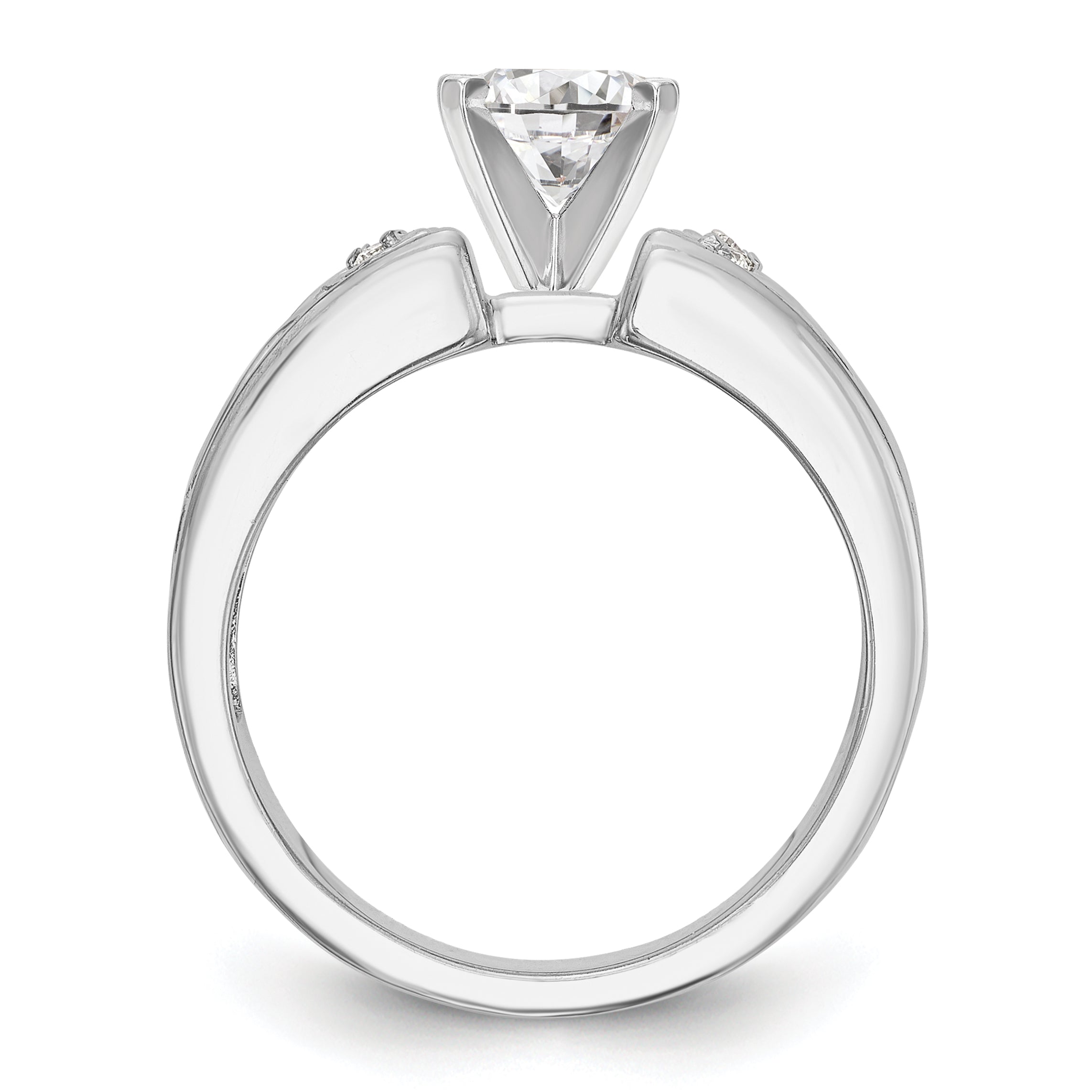 0.04ct. CZ Solid Real 14K White Gold Peg Set Engagement Ring