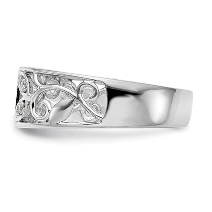 0.04ct. CZ Solid Real 14K White Gold Peg Set Engagement Ring