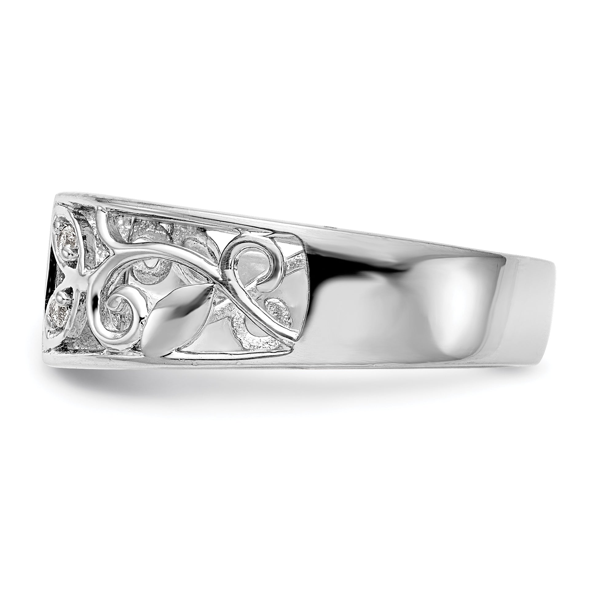 0.06ct. CZ Solid Real 14K White Gold Peg Set Engagement Ring