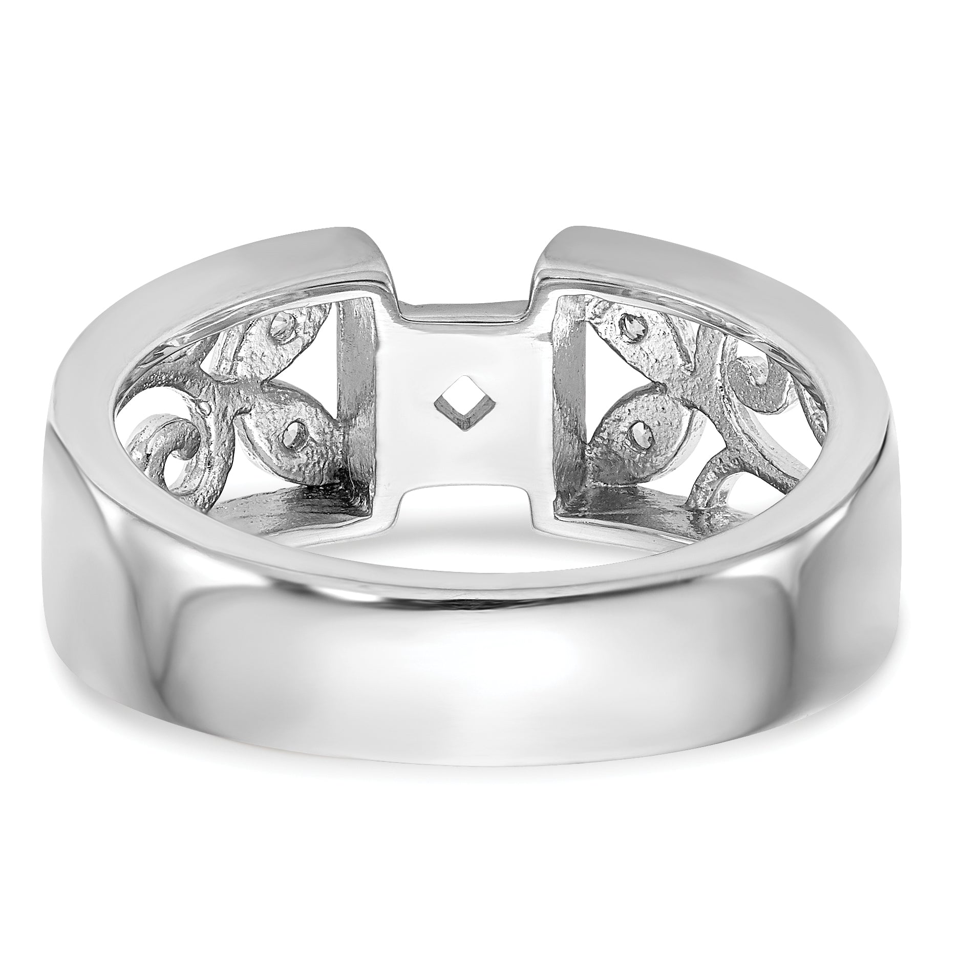 0.04ct. CZ Solid Real 14K White Gold Peg Set Engagement Ring