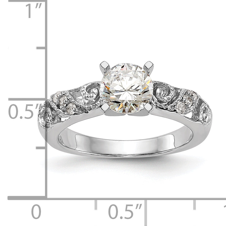 0.07ct. CZ Solid Real 14K White Gold Peg Set Engagement Ring