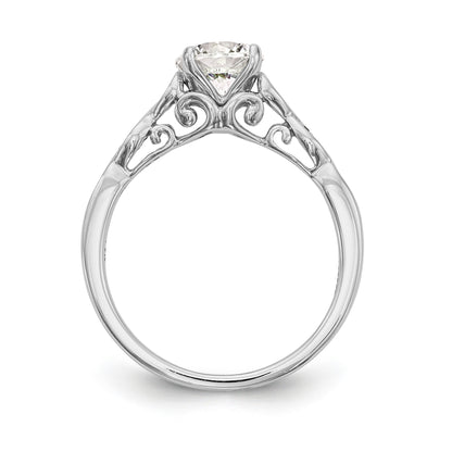0.03ct. CZ Solid Real 14K White Gold Peg Set Engagement Ring