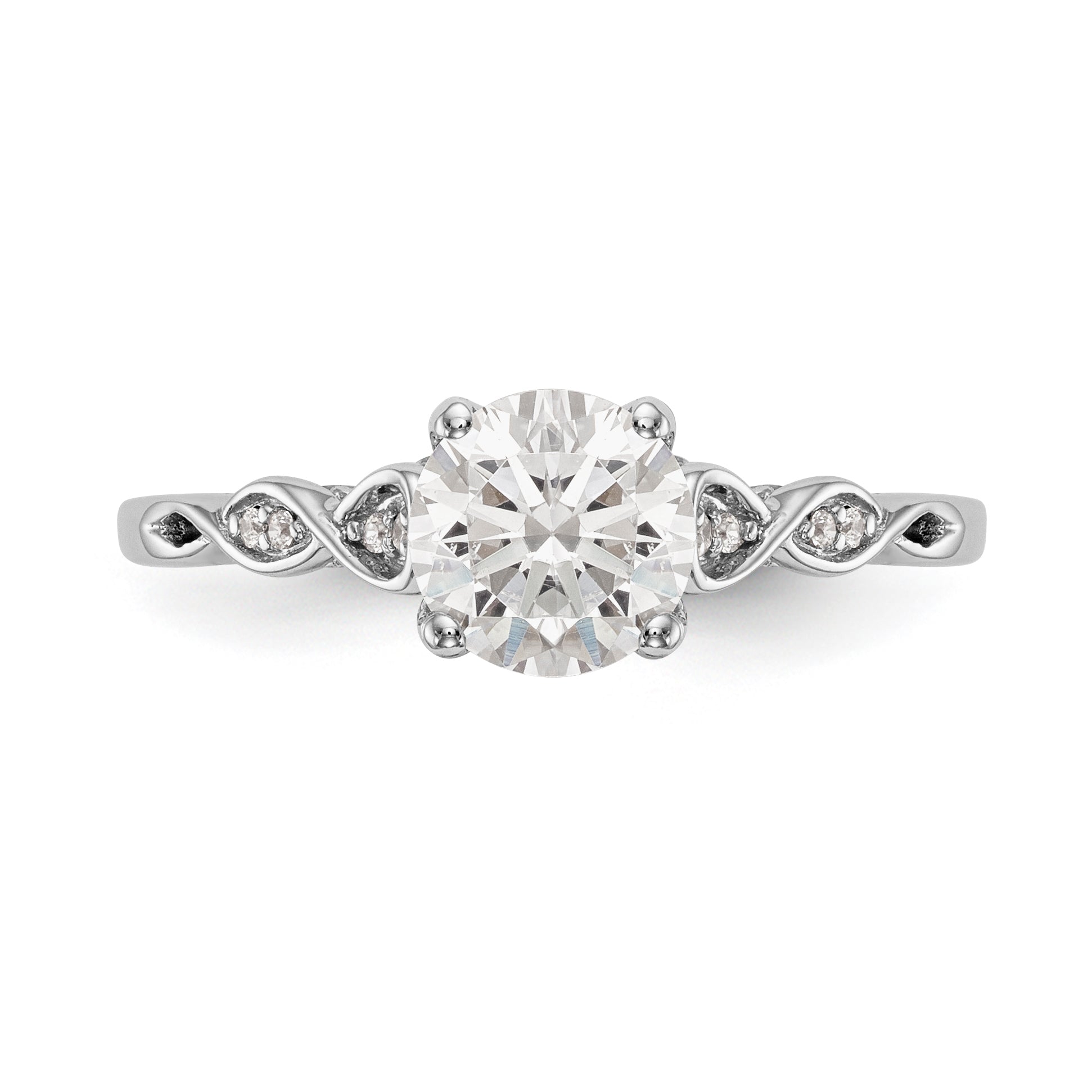 0.03ct. CZ Solid Real 14K White Gold Peg Set Engagement Ring