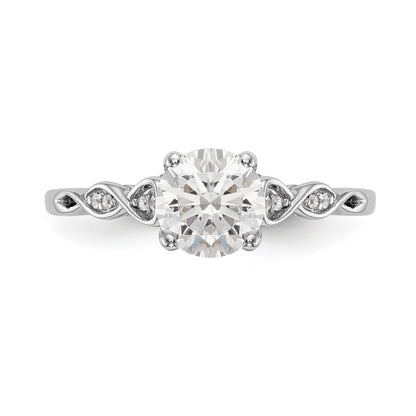 0.03ct. CZ Solid Real 14K White Gold Peg Set Engagement Ring