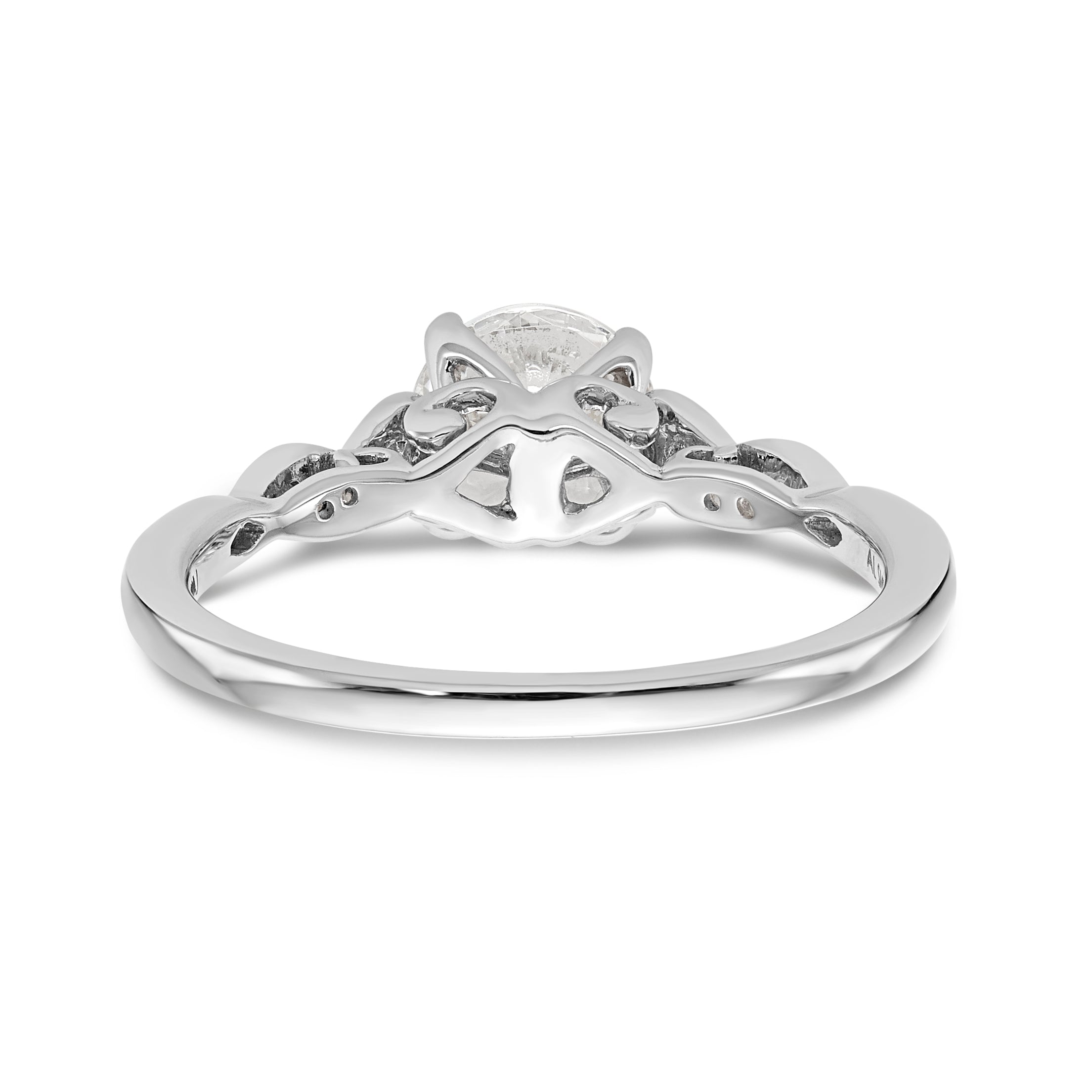 0.03ct. CZ Solid Real 14K White Gold Peg Set Engagement Ring