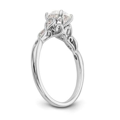 0.03ct. CZ Solid Real 14K White Gold Peg Set Engagement Ring