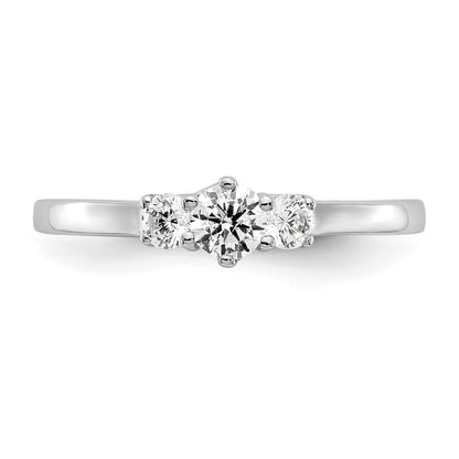 0.15ct. CZ Solid Real 14K White Gold 3-Stone Engagement Ring