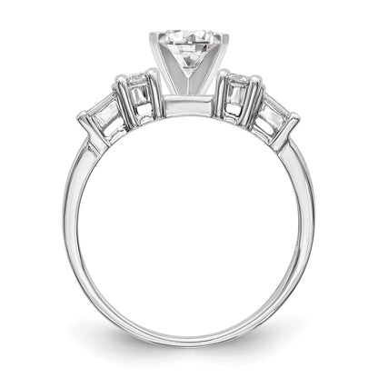 0.18ct. CZ Solid Real 14K White Gold 3-Stone Peg Set Engagement Ring