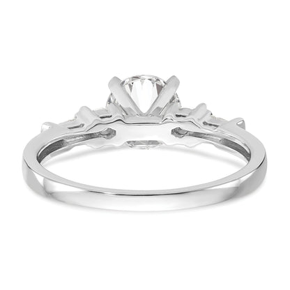0.18ct. CZ Solid Real 14K White Gold 3-Stone Peg Set Engagement Ring