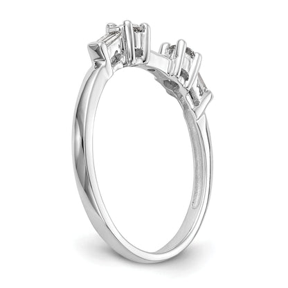 0.18ct. CZ Solid Real 14K White Gold 3-Stone Peg Set Engagement Ring