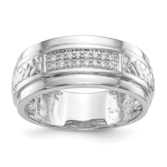 14K White Gold Real Diamond Trio Men's Wedding Band