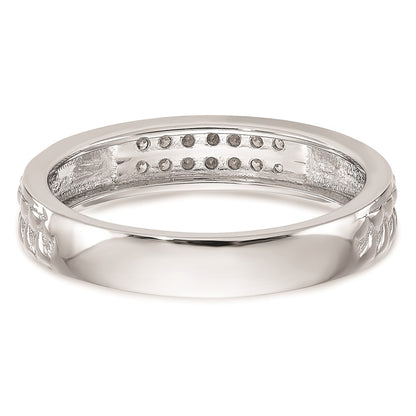 14K White Gold Real Diamond Trio Ladies Wedding Band