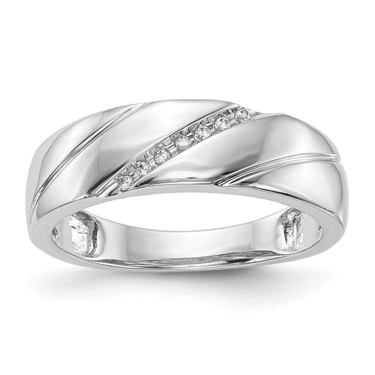 14K White Gold Complete Real Diamond Trio Men's Wedding Band