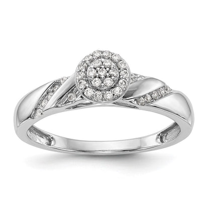 14K White Gold Complete Real Diamond Trio Cluster Engagement Ring