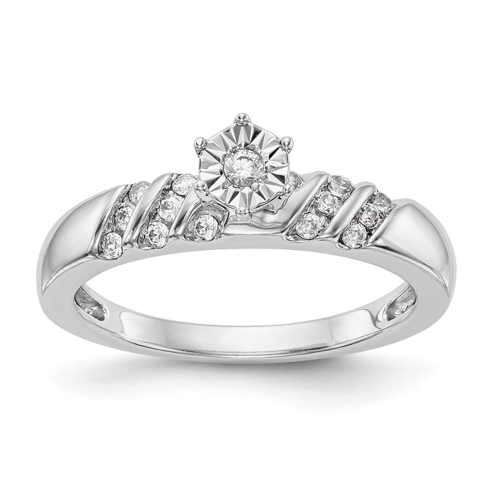 14K White Gold Complete Real Diamond Trio Engagement Ring