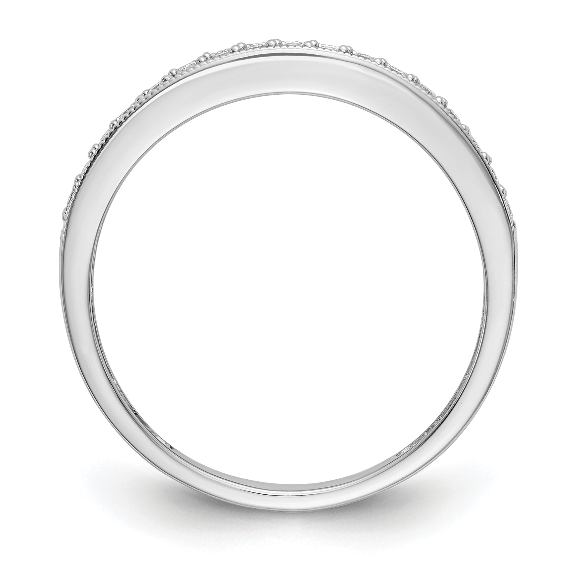 0.10ct. CZ Solid Real 14K White Gold Wedding Band Ring