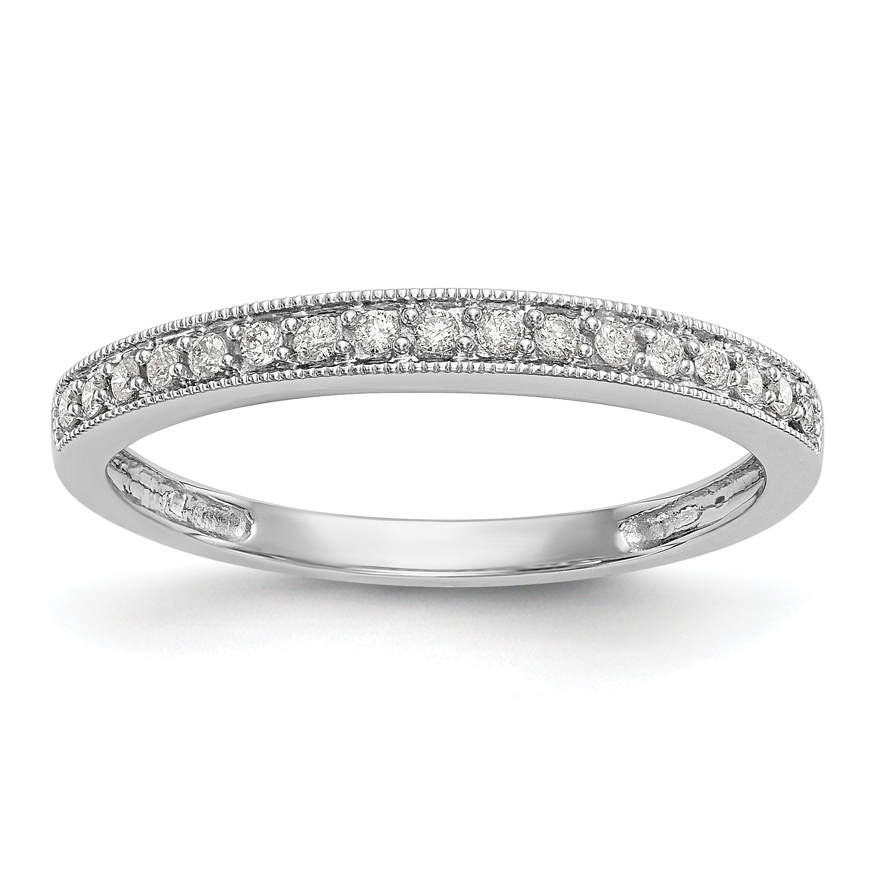 0.10ct. CZ Solid Real 14K White Gold Wedding Band Ring