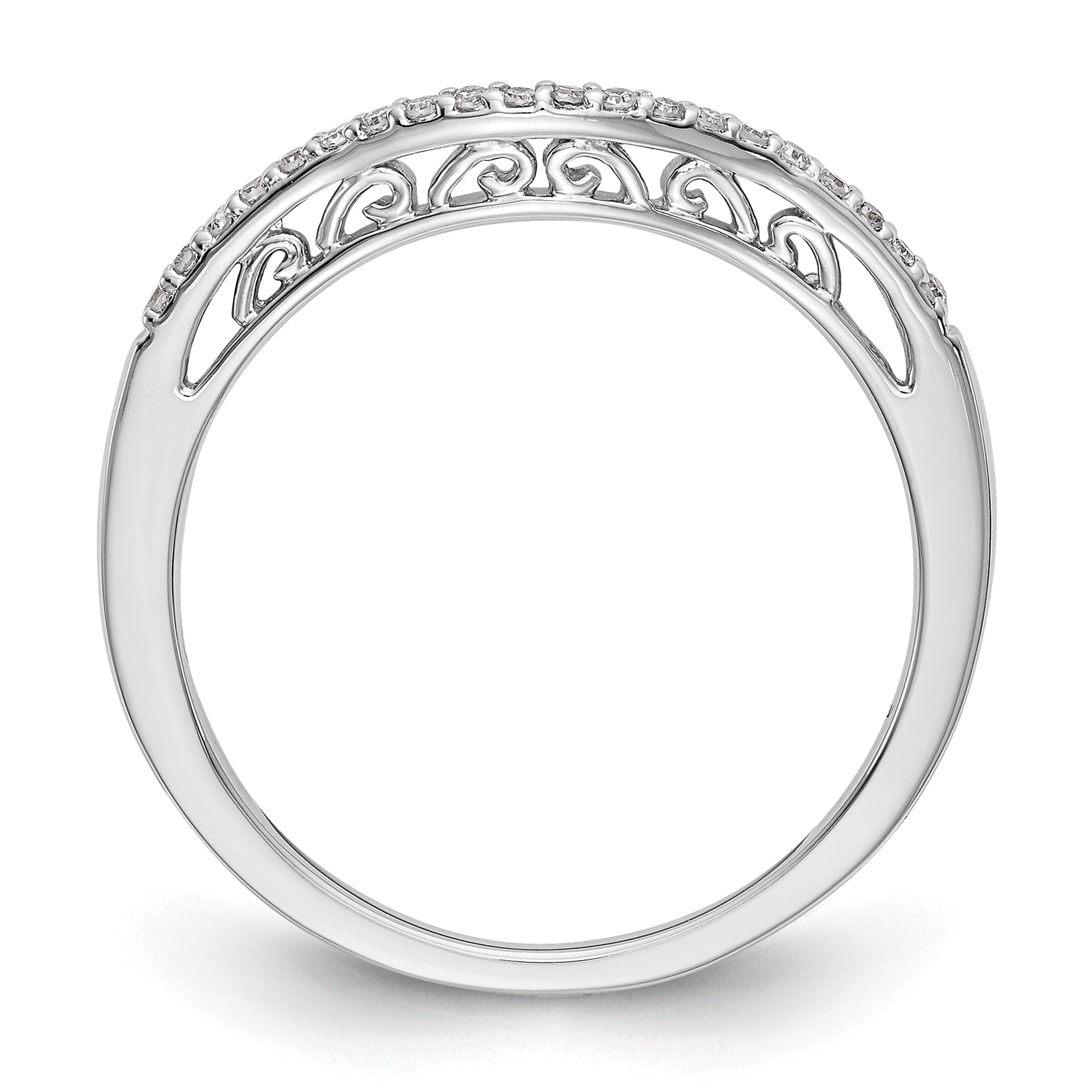 0.08ct. CZ Solid Real 14K White Gold Wedding Band Ring