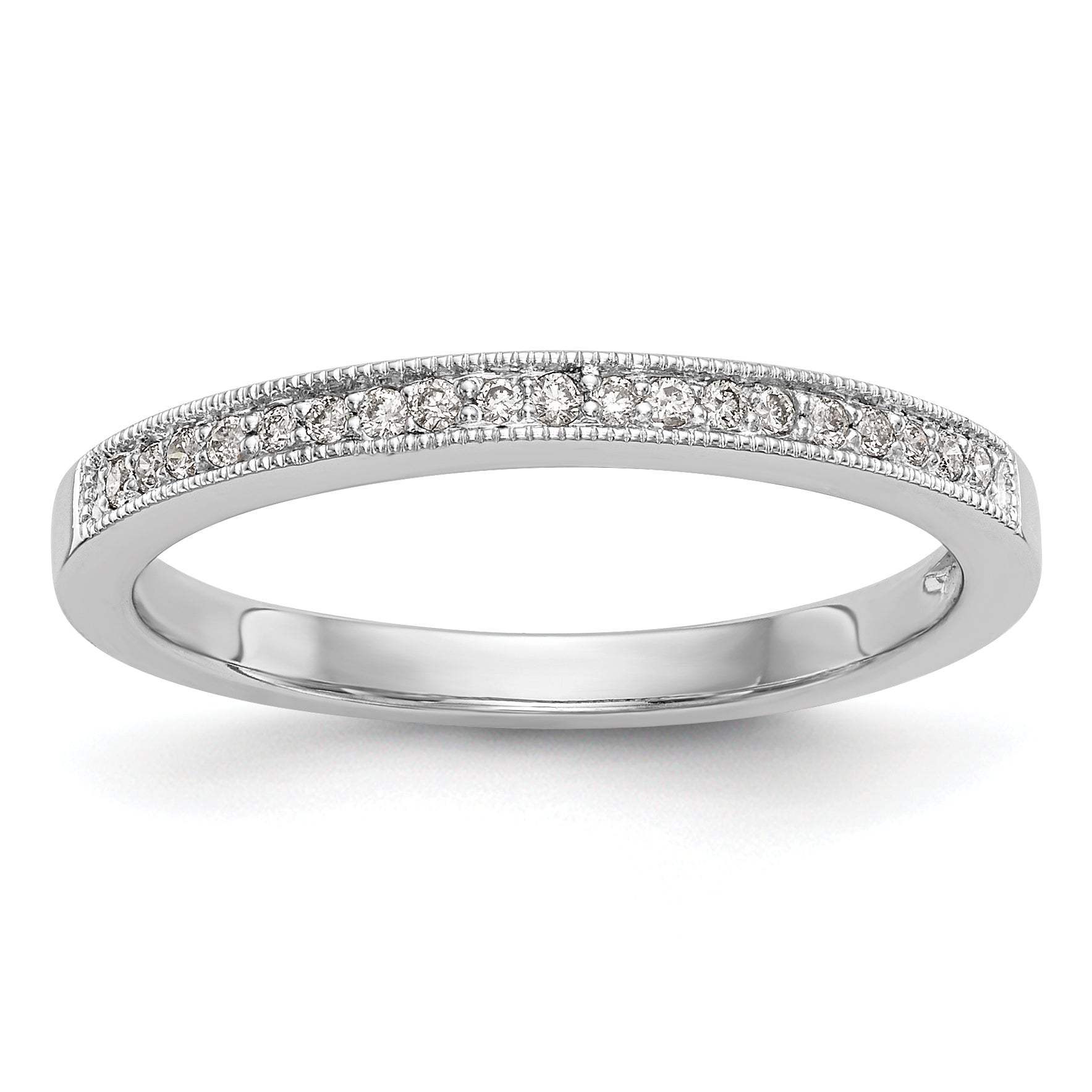 0.09ct. CZ Solid Real 14K White Gold Wedding Band Ring