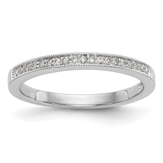 0.09ct. CZ Solid Real 14K White Gold Wedding Band Ring
