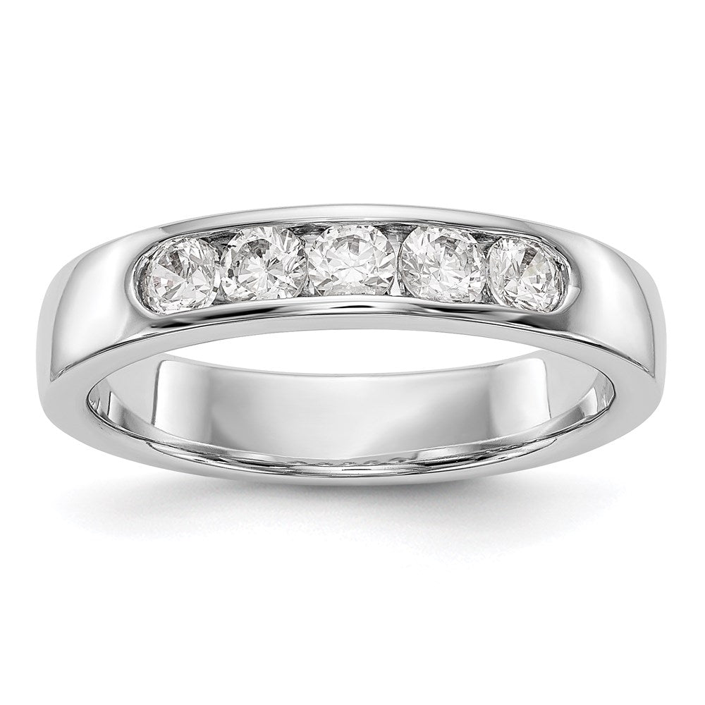 14K White Gold 5-Stone Real Diamond Channel Band
